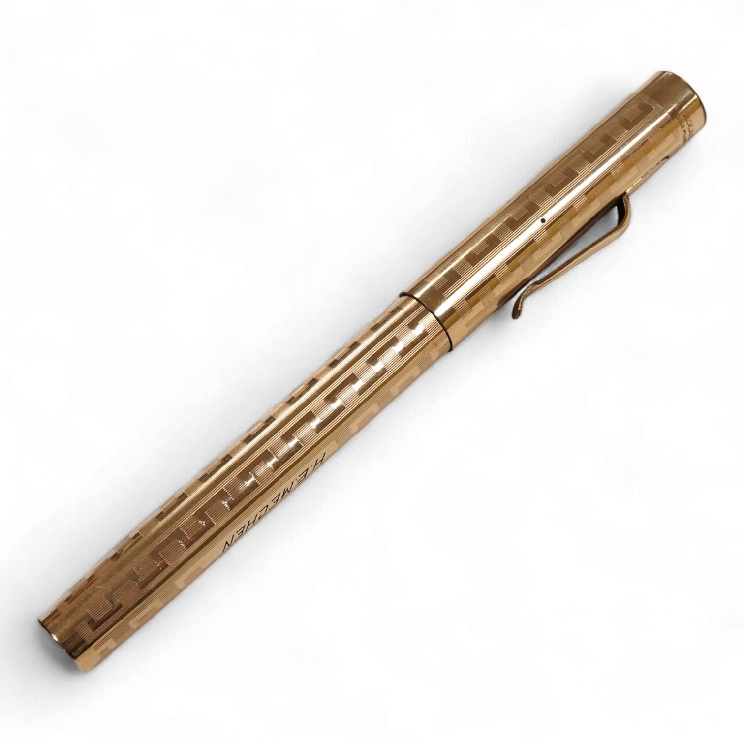 Wahl Eversharp gold filled 'Greek key' design lever fill fountain pen - large size
